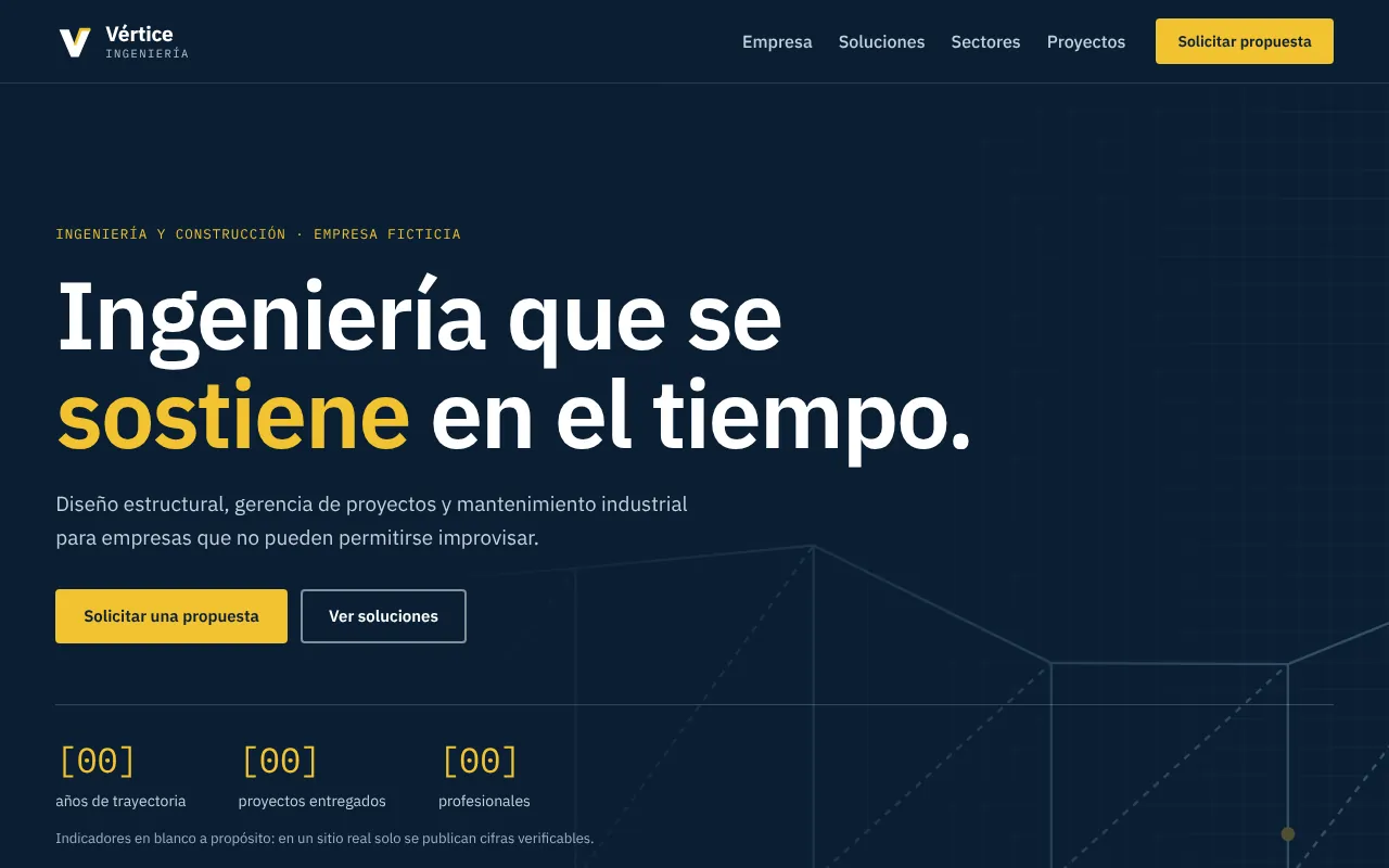 Vista de la demo Vértice Ingeniería
